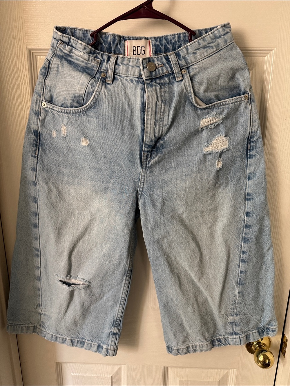 BDG Light Blue Distressed Men's Jean Shorts
